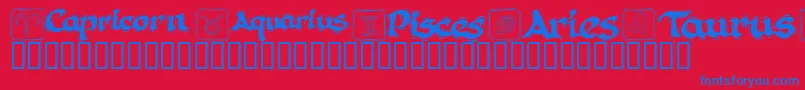 フォントKrAstro1 – 赤い背景に青い文字