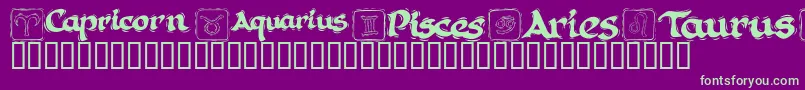 KrAstro1 Font – Green Fonts on Purple Background