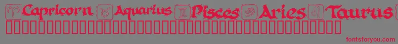 フォントKrAstro1 – 赤い文字の灰色の背景