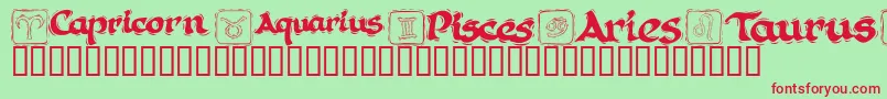 KrAstro1 Font – Red Fonts on Green Background