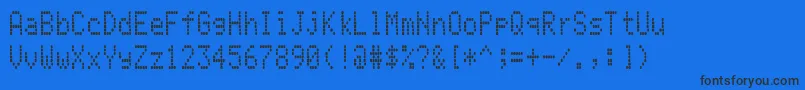 Lcdattphone-Schriftart – Schwarze Schriften auf blauem Hintergrund