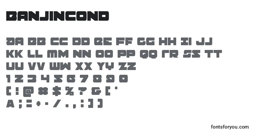 Czcionka Banjincond – alfabet, cyfry, specjalne znaki