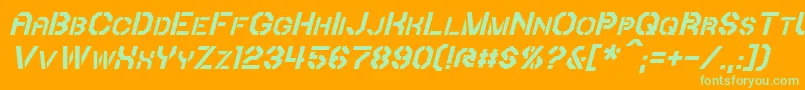 IoriItalic-Schriftart – Grüne Schriften auf orangefarbenem Hintergrund