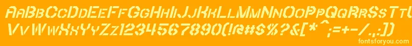 Fonte IoriItalic – fontes amarelas em um fundo laranja