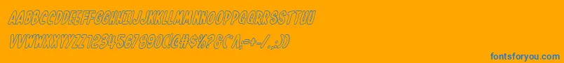 Inhouseeditionoutital-Schriftart – Blaue Schriften auf orangefarbenem Hintergrund