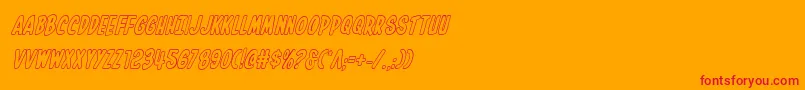 Inhouseeditionoutital-Schriftart – Rote Schriften auf orangefarbenem Hintergrund