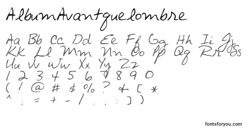 Шрифт AlbumAvantquelombre – алфавит, цифры, специальные символы