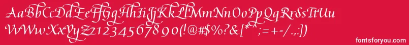 AugustaEs-Schriftart – Weiße Schriften auf rotem Hintergrund