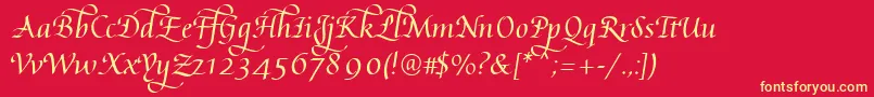 フォントAugustaEs – 黄色の文字、赤い背景