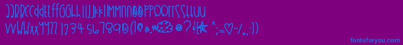 フォントAllenswonderland – 紫色の背景に青い文字