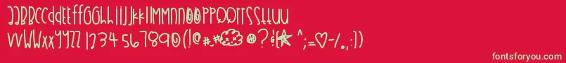 フォントAllenswonderland – 赤い背景に緑の文字