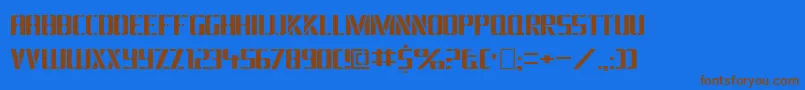 フォントDsArmyCyr – 茶色の文字が青い背景にあります。