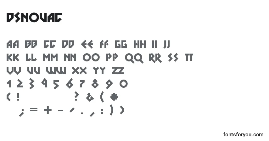 Шрифт Dsnovac – алфавит, цифры, специальные символы