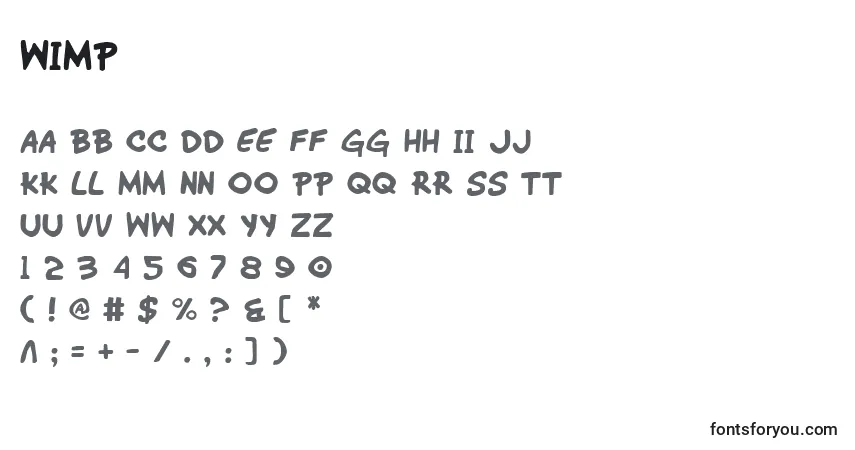 Czcionka Wimp – alfabet, cyfry, specjalne znaki