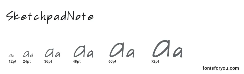 Размеры шрифта SketchpadNote