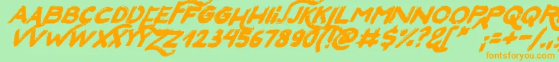 SanFranciscoItalic-Schriftart – Orangefarbene Schriften auf grünem Hintergrund