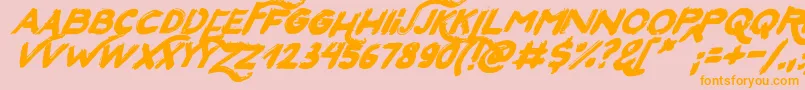 SanFranciscoItalic-Schriftart – Orangefarbene Schriften auf rosa Hintergrund