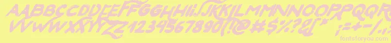 Fonte SanFranciscoItalic – fontes rosa em um fundo amarelo