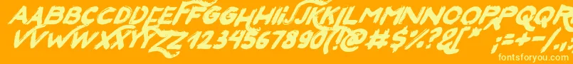 SanFranciscoItalic-Schriftart – Gelbe Schriften auf orangefarbenem Hintergrund