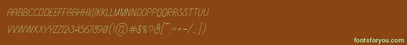 フォントAeriozDemo – 緑色の文字が茶色の背景にあります。