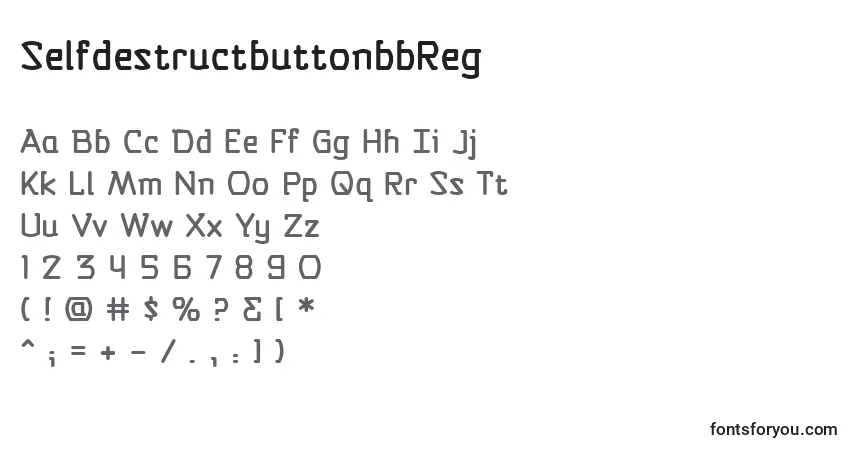 A fonte SelfdestructbuttonbbReg – alfabeto, números, caracteres especiais