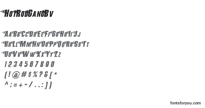 Schriftart HotRodGangBv – Alphabet, Zahlen, spezielle Symbole