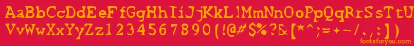 ScissorCuts2-Schriftart – Orangefarbene Schriften auf rotem Hintergrund