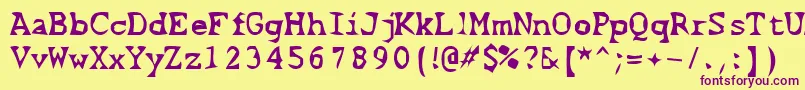 ScissorCuts2-fontti – violetit fontit keltaisella taustalla