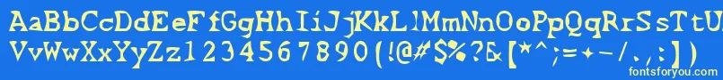 ScissorCuts2-fontti – keltaiset fontit sinisellä taustalla