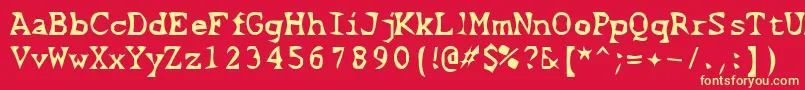 フォントScissorCuts2 – 黄色の文字、赤い背景