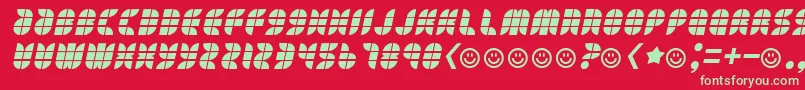 Eatyourheartout-Schriftart – Grüne Schriften auf rotem Hintergrund