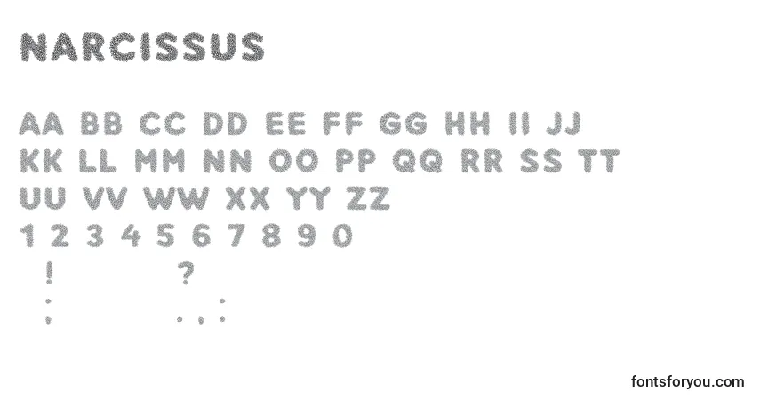 A fonte Narcissus – alfabeto, números, caracteres especiais