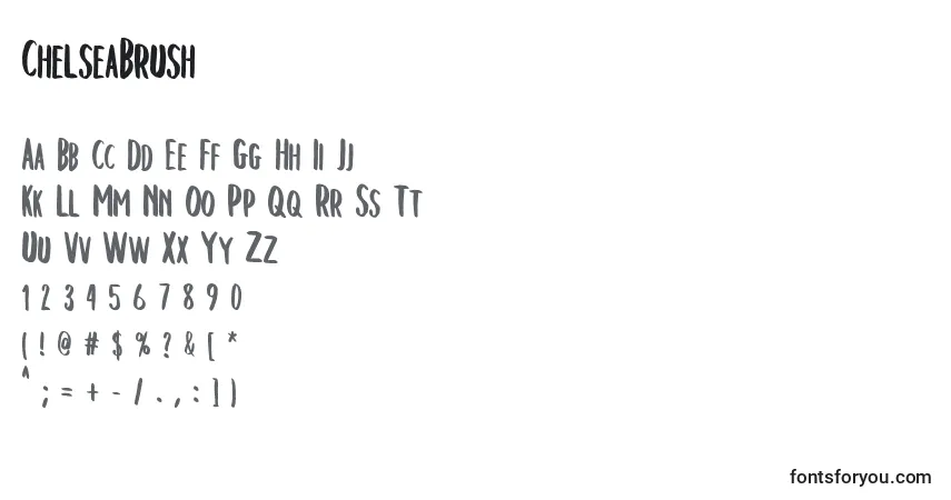 A fonte ChelseaBrush – alfabeto, números, caracteres especiais