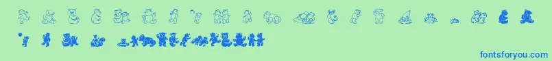 フォントWwbearyspecial – 青い文字は緑の背景です。