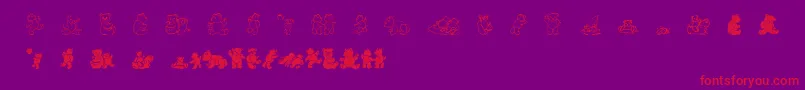 Wwbearyspecial-Schriftart – Rote Schriften auf violettem Hintergrund