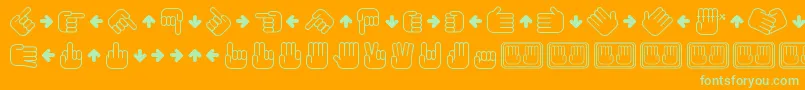 AllMyHands-Schriftart – Grüne Schriften auf orangefarbenem Hintergrund