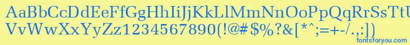 フォントMemoirRegular – 青い文字が黄色の背景にあります。