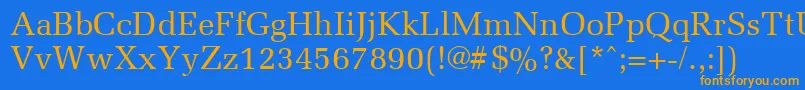 フォントMemoirRegular – オレンジ色の文字が青い背景にあります。