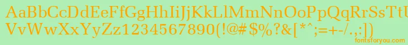 フォントMemoirRegular – オレンジの文字が緑の背景にあります。