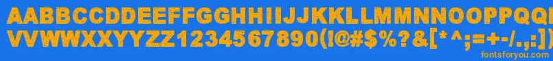 フォントKeskiyonLumisade – オレンジ色の文字が青い背景にあります。