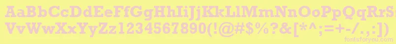 RockwellMtBold-fontti – vaaleanpunaiset fontit keltaisella taustalla