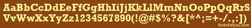 RockwellMtBold-fontti – keltaiset fontit ruskealla taustalla