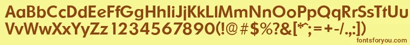 フォントOrnitonsserialMediumRegular – 茶色の文字が黄色の背景にあります。