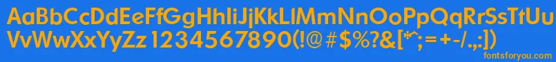 フォントOrnitonsserialMediumRegular – オレンジ色の文字が青い背景にあります。