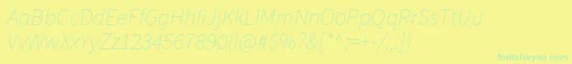 SourcesansproExtralightitalic Font – Green Fonts on Yellow Background