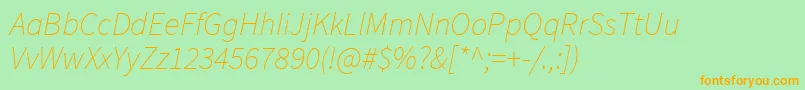 SourcesansproExtralightitalic Font – Orange Fonts on Green Background