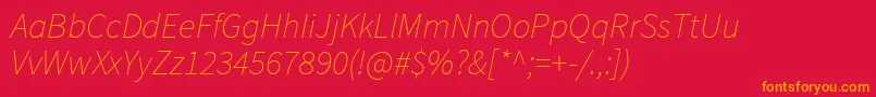 SourcesansproExtralightitalic Font – Orange Fonts on Red Background