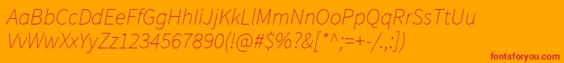 SourcesansproExtralightitalic Font – Red Fonts on Orange Background