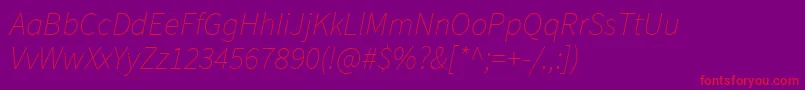 SourcesansproExtralightitalic Font – Red Fonts on Purple Background