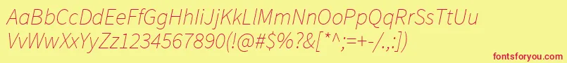 SourcesansproExtralightitalic Font – Red Fonts on Yellow Background